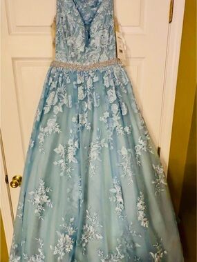 sherri hill blue floral ruffle dress Sherri Hill 56084 main image 0
